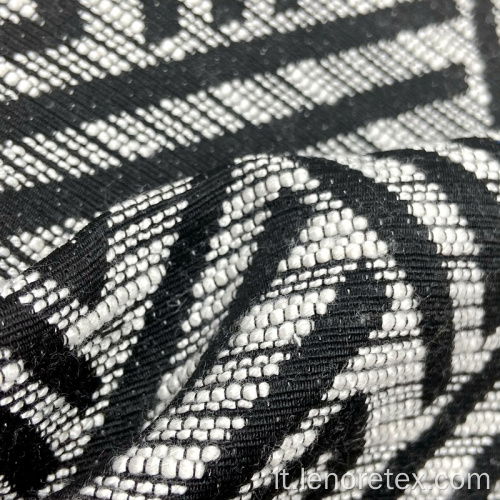 Tessuto jacquard geometrico bianco nero in maglia di viscosa/poliestere